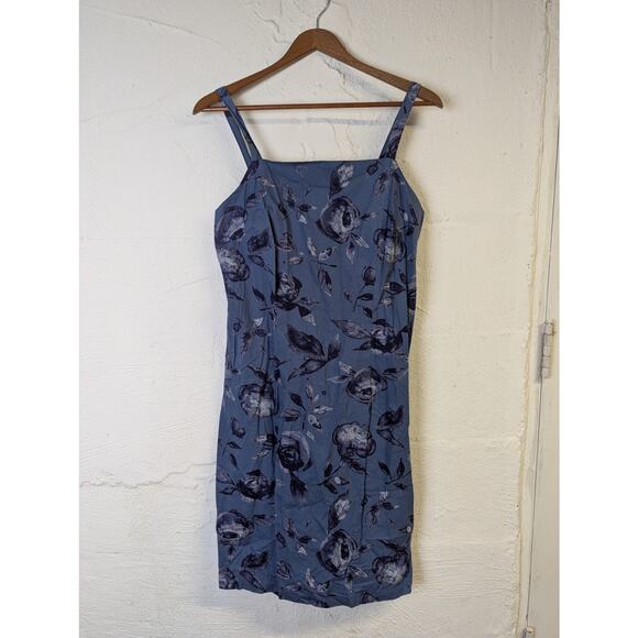 Y2K Faded Glory Sundress Womens Small Medium Blue Floral Cottage Western Cotton - Picture 1 of 9